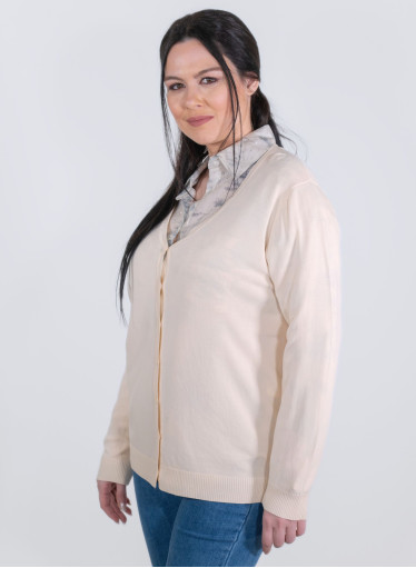 Μονόχρωμη εκρού ζακέτα με κουμπιά