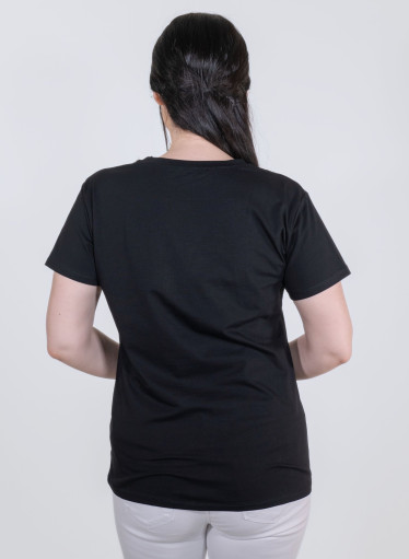 Βαμβακερή μαύρη μπλούζα με μαγική στάμπα