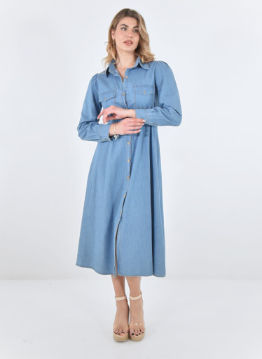 Βαμβακερό μπλε τζιν φόρεμα