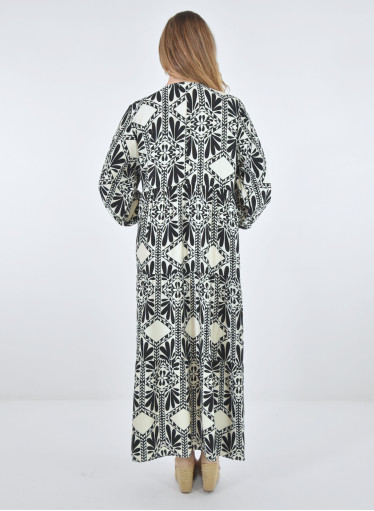 Ασπρόμαυρο εμπριμέ μακρύ φόρεμα Ασπρόμαυρο εμπριμέ μακρύ φόρεμα