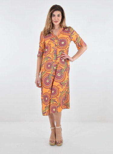 Μοντέρνο εμπριμέ midi φόρεμα