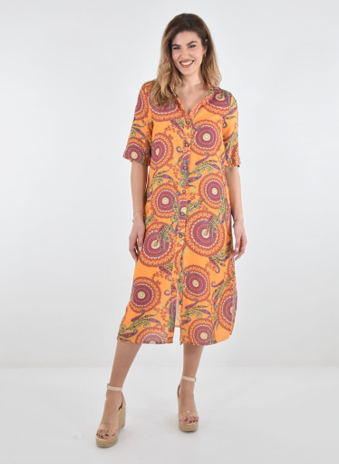 Μοντέρνο εμπριμέ midi φόρεμα