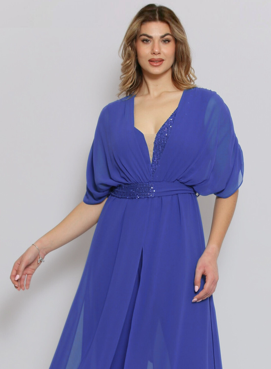 Λαμπερή μπλε ολόσωμη φόρμα με παγιέτες