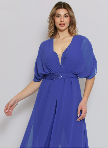 Λαμπερή μπλε ολόσωμη φόρμα με παγιέτες