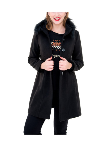 Μαύρο ημίπαλτο με γουνάκι