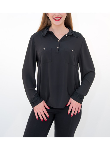 Πουκάμισο με γιακά δαντέλας