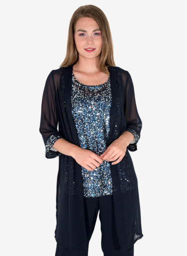 Μπλε αμπιγιέ σετ με παγιέτες Μπλε αμπιγιέ σετ με παγιέτες