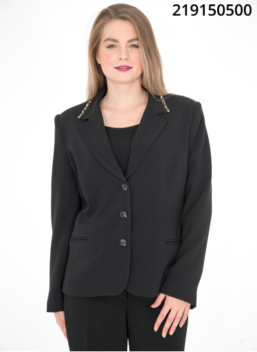 Μαύρο σακάκι με λεοπάρ λεπτομέρεια στο γιακά