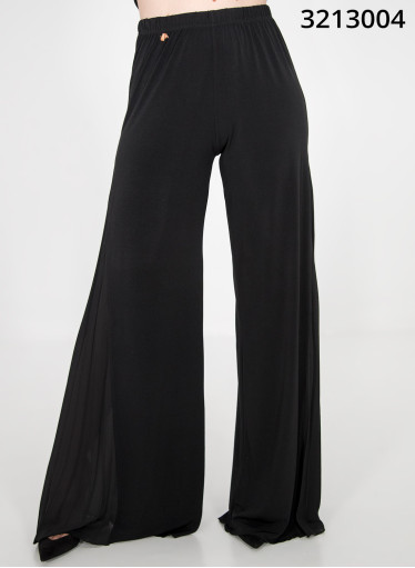 Μαύρη φαρδιά παντελόνα με πλισέ τελείωμα Μαύρη φαρδιά παντελόνα με πλισέ τελείωμα