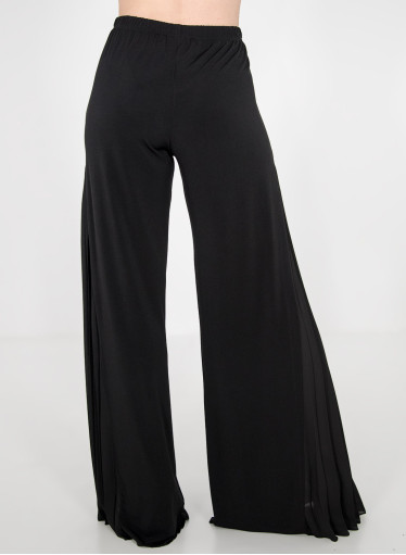 Μαύρη φαρδιά παντελόνα με πλισέ τελείωμα Μαύρη φαρδιά παντελόνα με πλισέ τελείωμα