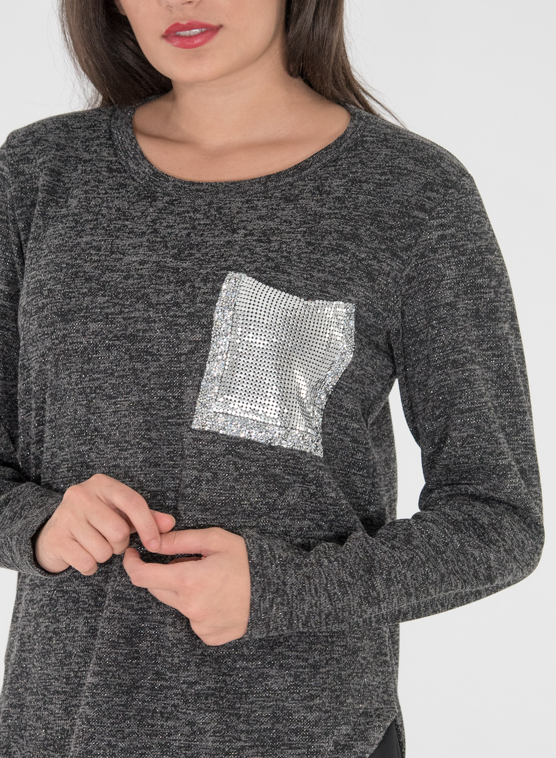 Νεανική δίχρωμη μπλούζα με διακοσμητική τσέπη