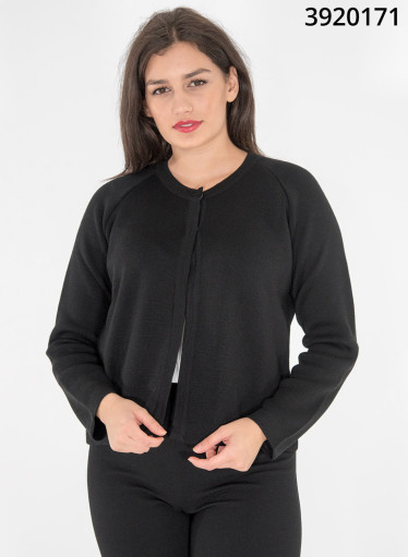 Μαύρη κοντή πλεκτή ζακέτα