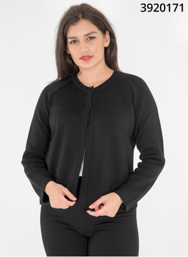 Μαύρη κοντή πλεκτή ζακέτα