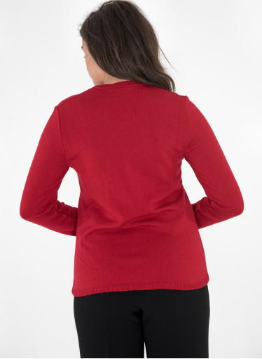 Κόκκινη πλεκτή μπλούζα με στάμπα Κόκκινη πλεκτή μπλούζα με στάμπα