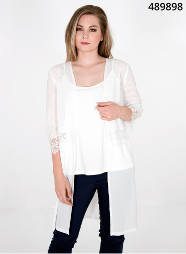 Αέρινη λευκή τουνίκ με δαντέλα