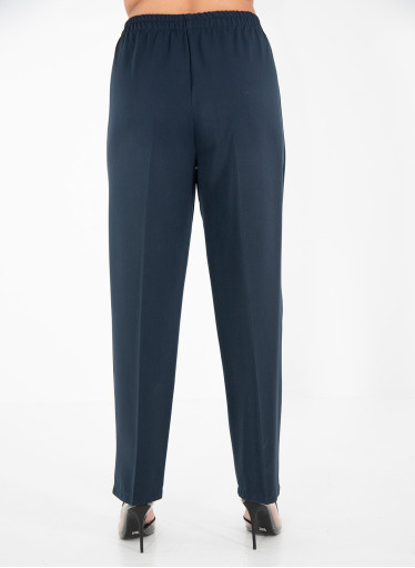 Μπλε ίσιο παντελόνι με λάστιχο στη μέση