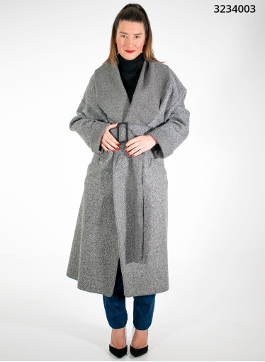 Γκρι νεανικό παλτό με ζώνη