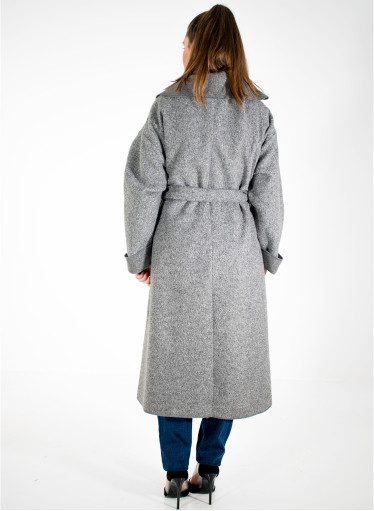 Γκρι νεανικό παλτό με ζώνη