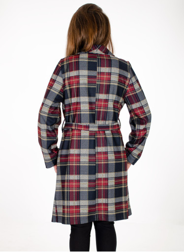 Καρό μακριά ζακέτα με ζώνη