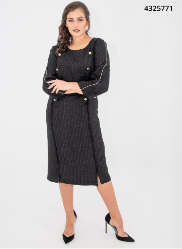 Μαύρο midi φόρεμα με χρυσά κουμπιά