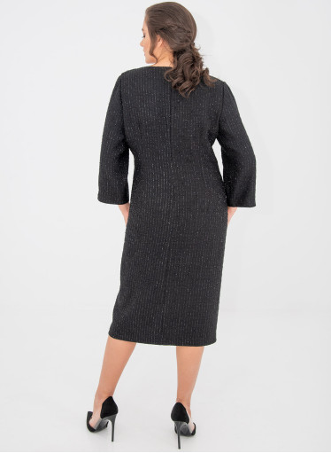 Μαύρο midi φόρεμα με χρυσά κουμπιά