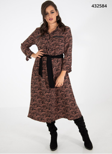 Εμπριμέ φόρεμα με κουμπιά