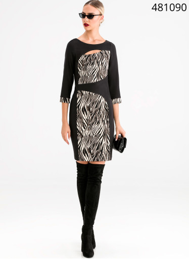 Μαύρο φόρεμα με animal print λεπτομέρειες