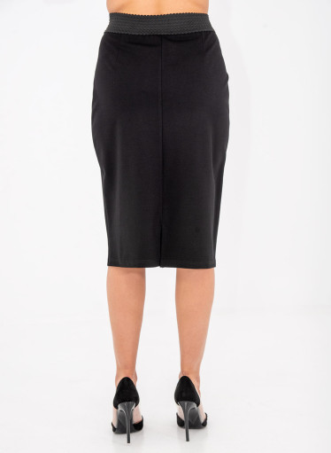 Μαύρη ελαστική φούστα με λάστιχο στη μέση