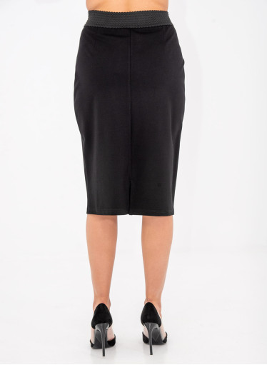 Μαύρη ελαστική φούστα με λάστιχο στη μέση