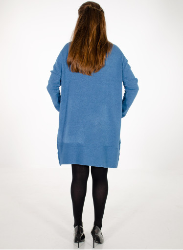 Μπλε πλεκτό μπλουζοφόρεμα με κύκλους Μπλε πλεκτό μπλουζοφόρεμα με κύκλους