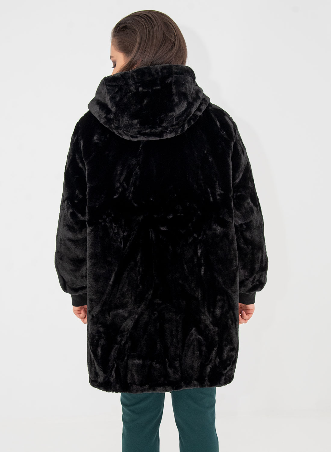 Μαύρο μπουφάν διπλής όψης με γούνα 