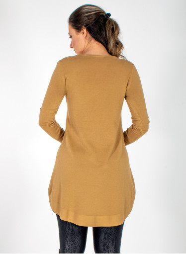 Καμηλό μακριά πλεκτή μπλούζα