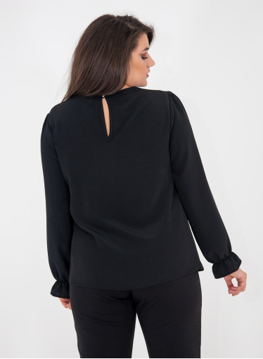 Μαύρη μπλούζα με βολάν στα μανίκια