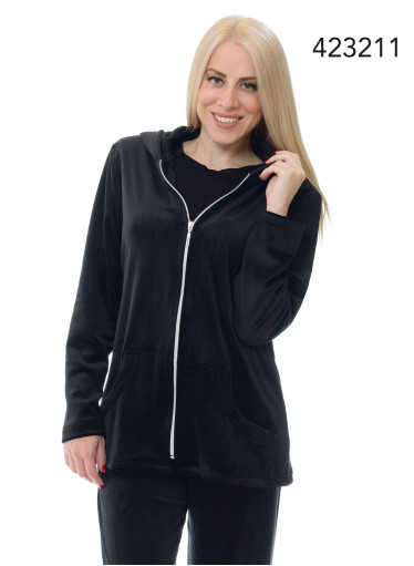 Μαύρη βελουτέ ζακέτα με φερμουάρ