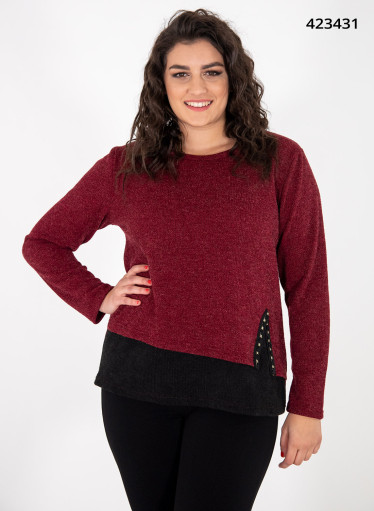 Μπορντό μπλούζα με σχέδιο