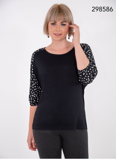 Μαύρη μπλούζα με πουά μανίκια