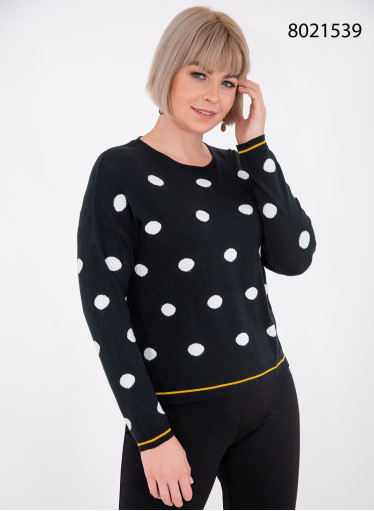 Μαύρη πουά πλεκτή μπλούζα