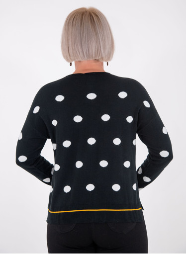 Μαύρη πουά πλεκτή μπλούζα