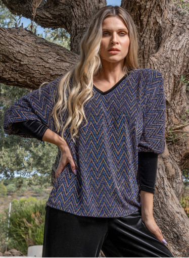 Βελούτε εμπριμέ μπλούζα