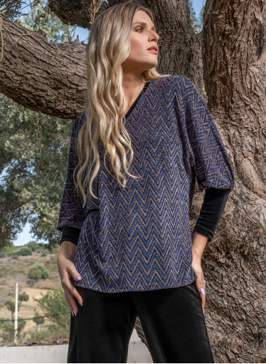 Βελούτε εμπριμέ μπλούζα