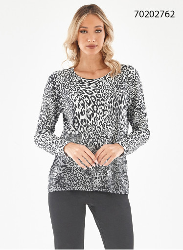 Ασπρόμαυρη πλεκτή μπλούζα