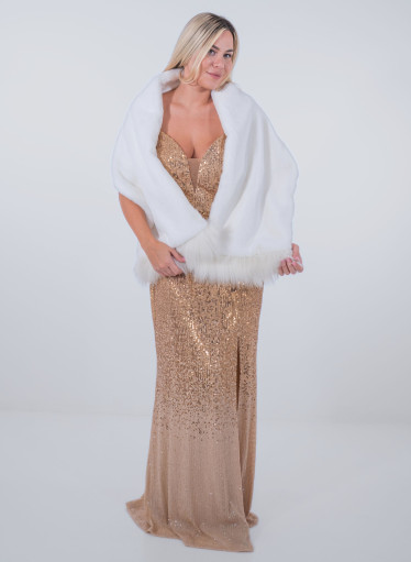 Θηλυκό χρυσό αμπιγιέ μάξι φόρεμα με πούλιες