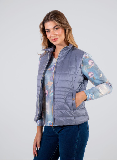 Γκρι - σιελ γιλέκο / μπουφάν με τσέπες