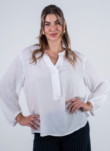 Ριχτή μονόχρωμη λευκή μπλούζα Ριχτή μονόχρωμη λευκή μπλούζα