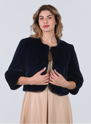 Εντυπωσιακό μπλε γούνινο ζακετάκι Εντυπωσιακό μπλε γούνινο ζακετάκι