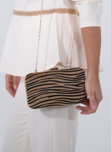 Clutch bag zebra animal print με χρυσή μεταλλική ράγα Clutch bag zebra animal print με χρυσή μεταλλική ράγα