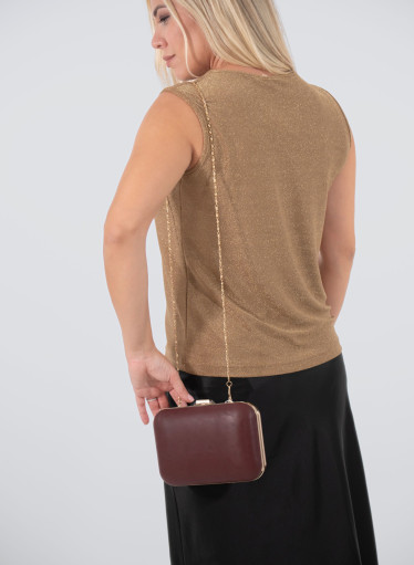 Clutch bag μπορντό με χρυσή ράγα Clutch bag μπορντό με χρυσή ράγα