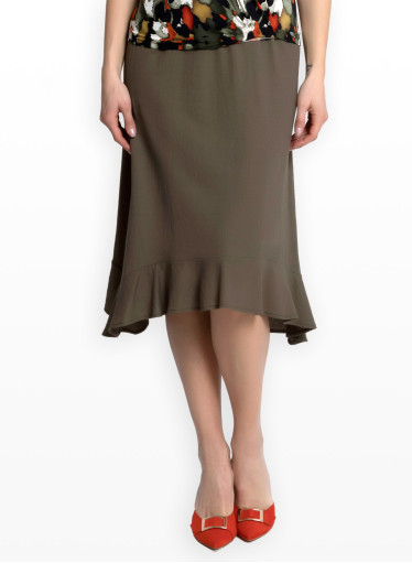 Λαδί φούστα με βολάν