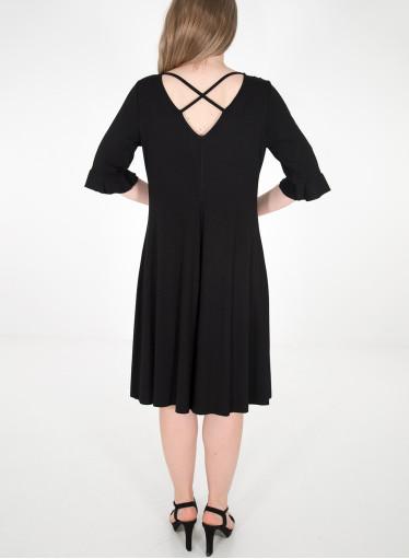 Ευκολοφόρετο μαύρο φόρεμα με στάμπα