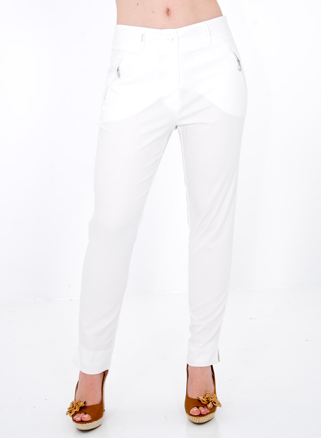 Λευκό βαμβακερό παντελόνι